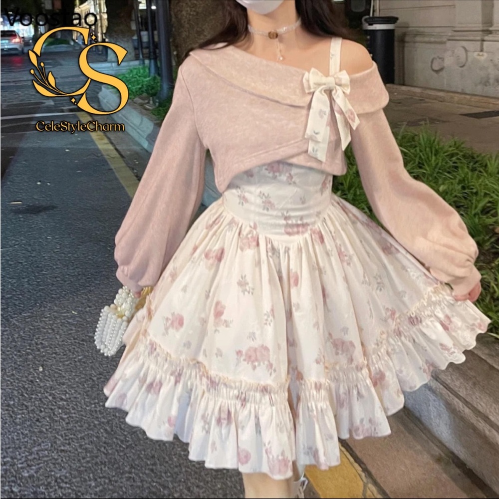 Pink Floral Circle Skirt — Romantic Ruffle Hem